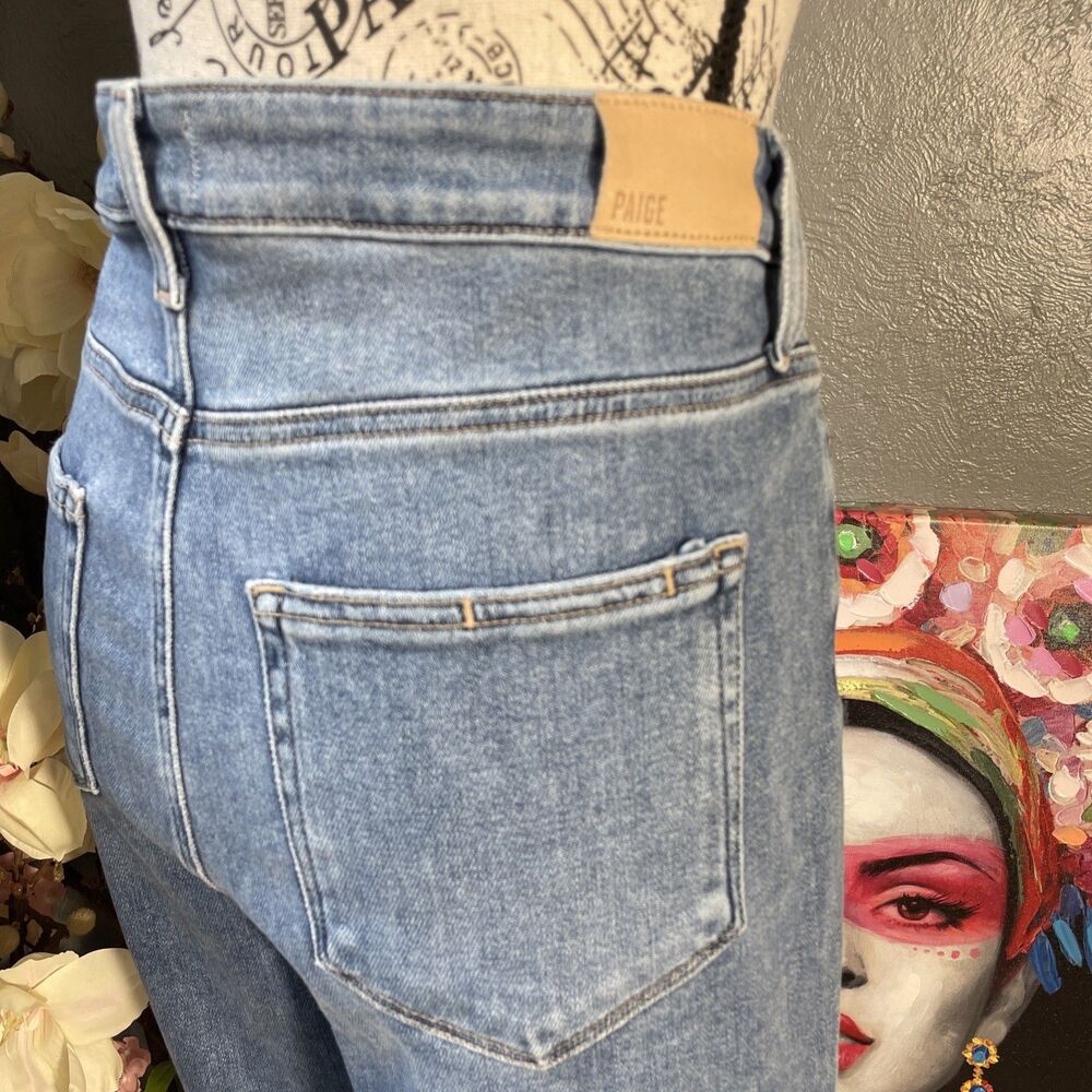 Paige Cindy Jeans Mel Destroyed Hem Ankle Straight Leg Womens Size 32, 28 Inseam - Picture 10 of 14